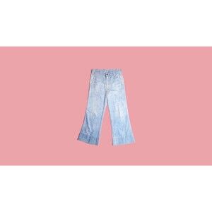 1970s LEVI STRAUSS Light Wash Wide Leg Flared BELL Bottom Pants. S-M. AS IS